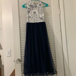 Navy Blue, white with Diamond trim. Beautiful dress worn once